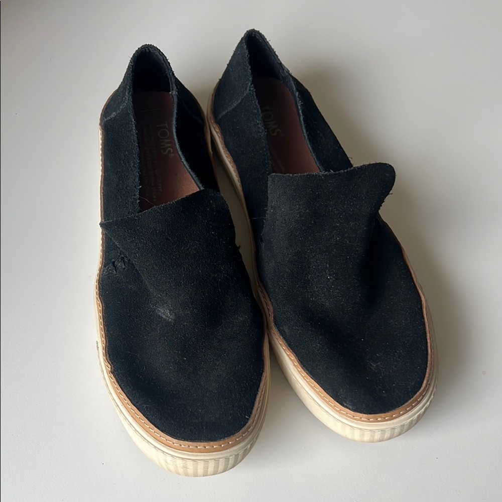 Toms Suede Black Slip-Ons